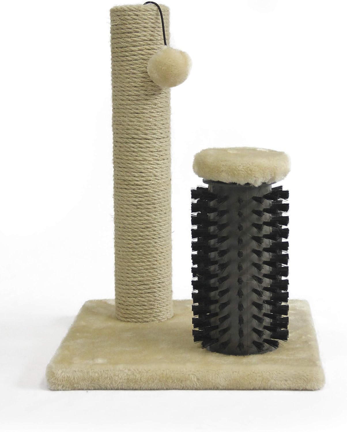 Amazon Basics Cat Scratching Post with Self Groomer for Indoor Cats & Kittens, Small (16.5 H), Beige